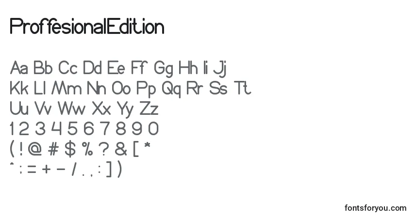 Czcionka ProffesionalEdition – alfabet, cyfry, specjalne znaki