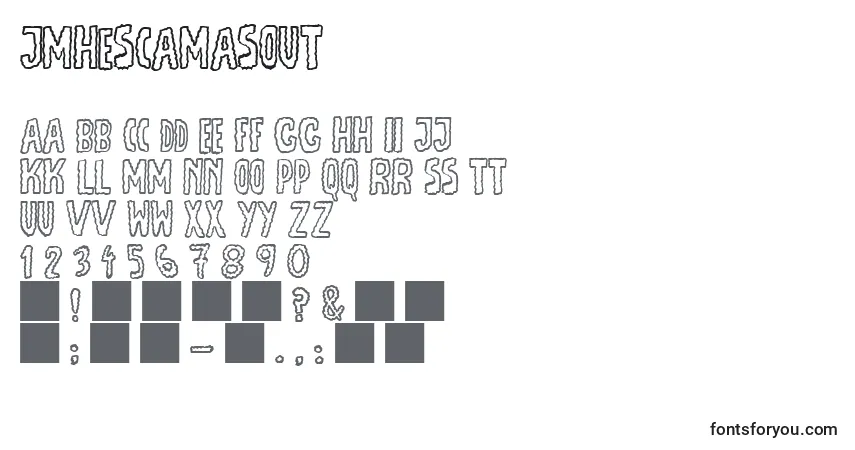 Schriftart JmhEscamasOut – Alphabet, Zahlen, spezielle Symbole