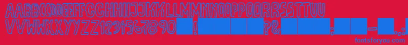 JmhEscamasOut Font – Blue Fonts on Red Background