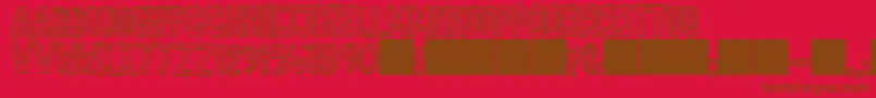 Czcionka JmhEscamasOut – brązowe czcionki na czerwonym tle
