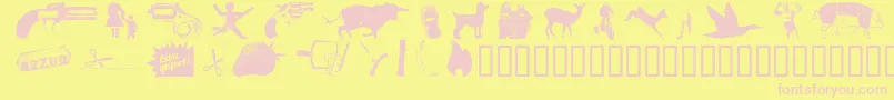 ReconstructdingRegular Font – Pink Fonts on Yellow Background