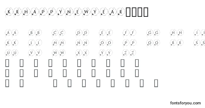 A fonte KrHappyNewYear2002 – alfabeto, números, caracteres especiais