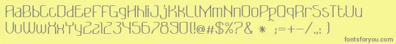 BonzerBruxellesRegular-fontti – harmaat kirjasimet keltaisella taustalla