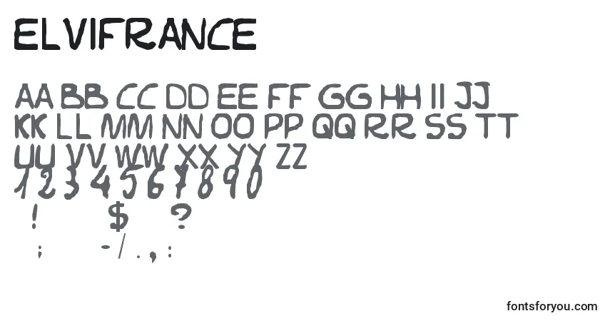 A fonte Elvifrance – alfabeto, números, caracteres especiais