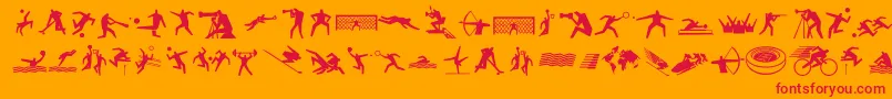 Czcionka Sport4Ever – czerwone czcionki na pomarańczowym tle