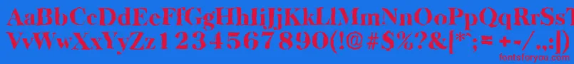 BaskervillerandomHeavyRegular Font – Red Fonts on Blue Background