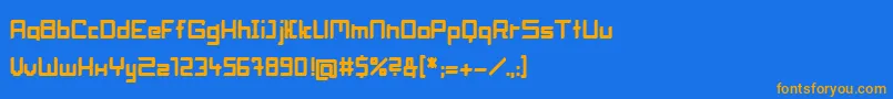 フォントBlockheadBold – オレンジ色の文字が青い背景にあります。