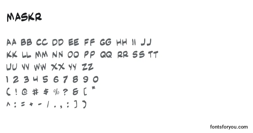 A fonte Maskr – alfabeto, números, caracteres especiais