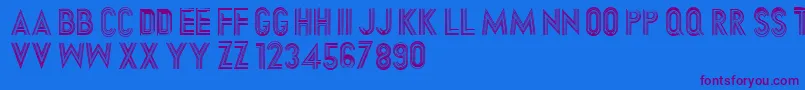 Dirtyhatchcaps Font – Purple Fonts on Blue Background