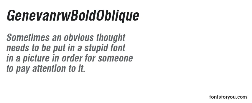 Review of the GenevanrwBoldOblique Font