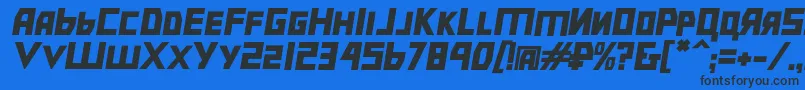 Bolshevikbdobl-Schriftart – Schwarze Schriften auf blauem Hintergrund