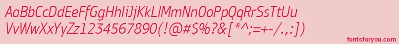 PfbulletinsansproLightitalic Font – Red Fonts on Pink Background
