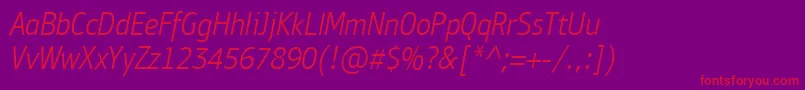 PfbulletinsansproLightitalic Font – Red Fonts on Purple Background