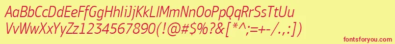 PfbulletinsansproLightitalic Font – Red Fonts on Yellow Background