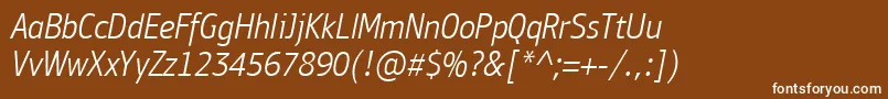 フォントPfbulletinsansproLightitalic – 茶色の背景に白い文字