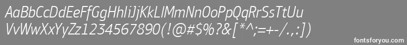 フォントPfbulletinsansproLightitalic – 灰色の背景に白い文字