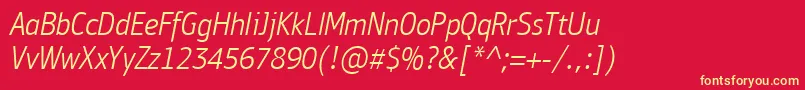 PfbulletinsansproLightitalic Font – Yellow Fonts on Red Background