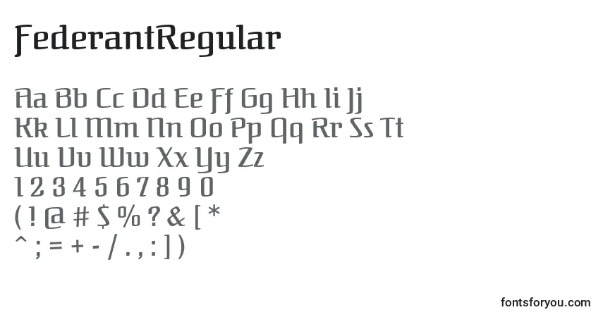 Шрифт FederantRegular – алфавит, цифры, специальные символы