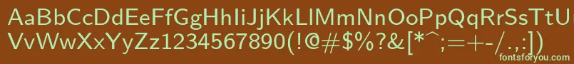 Шрифт Lmsans8Regular – зелёные шрифты на коричневом фоне