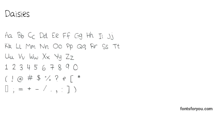Czcionka Daisies – alfabet, cyfry, specjalne znaki