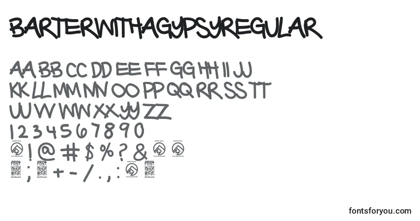 Шрифт BarterwithagypsyRegular – алфавит, цифры, специальные символы