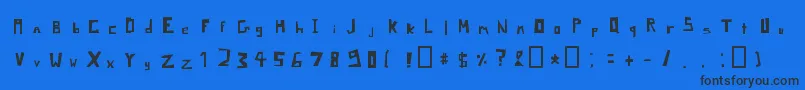 Czcionka PixelSignboardRegularMac – czarne czcionki na niebieskim tle