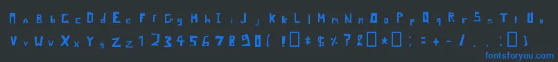 PixelSignboardRegularMac-fontti – siniset fontit mustalla taustalla