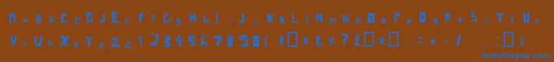Fonte PixelSignboardRegularMac – fontes azuis em um fundo marrom