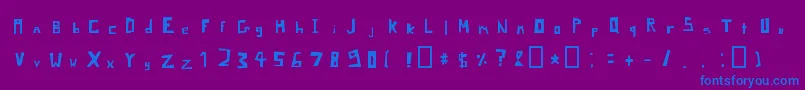 PixelSignboardRegularMac-Schriftart – Blaue Schriften auf violettem Hintergrund
