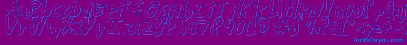 ButtonsTheBear3D-Schriftart – Blaue Schriften auf violettem Hintergrund