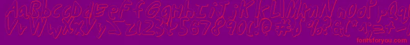 ButtonsTheBear3D-Schriftart – Rote Schriften auf violettem Hintergrund