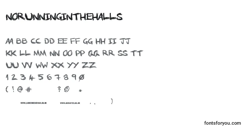NoRunningInTheHalls Font – alphabet, numbers, special characters