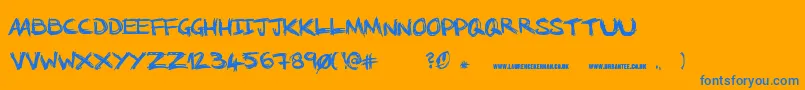 NoRunningInTheHalls Font – Blue Fonts on Orange Background