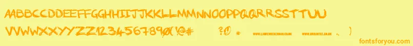NoRunningInTheHalls Font – Orange Fonts on Yellow Background