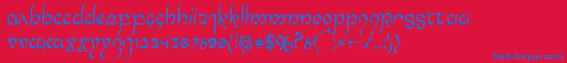 Halfelvencond Font – Blue Fonts on Red Background
