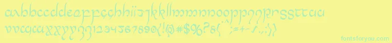 Halfelvencond Font – Green Fonts on Yellow Background