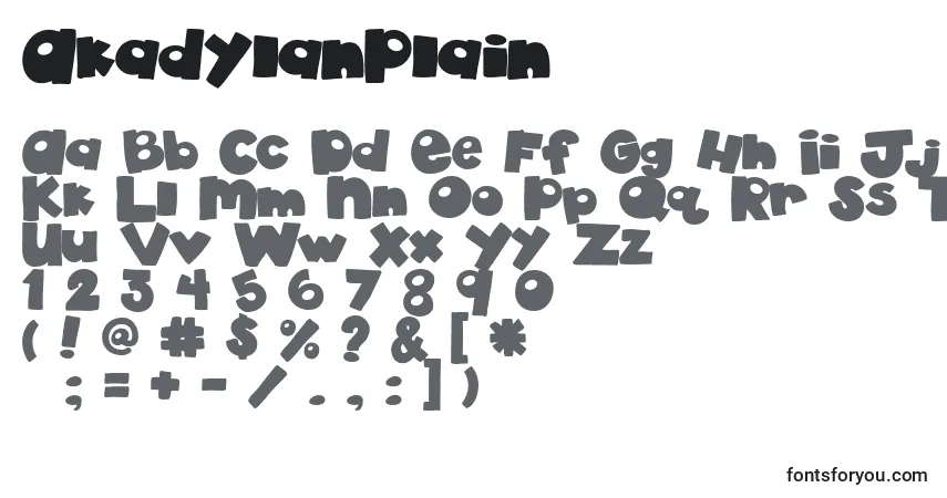 Schriftart AkadylanPlain – Alphabet, Zahlen, spezielle Symbole