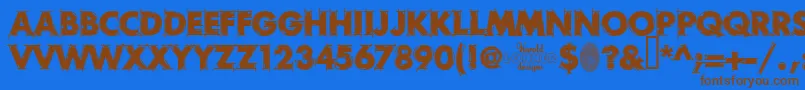 RoughDraft-Schriftart – Braune Schriften auf blauem Hintergrund