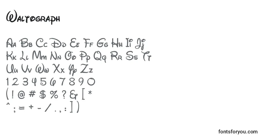 Schriftart Waltograph – Alphabet, Zahlen, spezielle Symbole