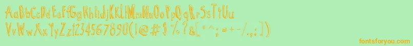 CartoonTunes-Schriftart – Orangefarbene Schriften auf grünem Hintergrund