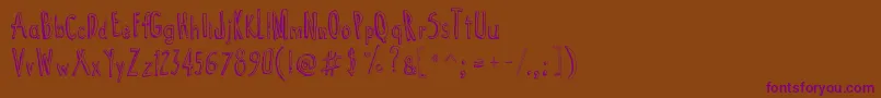 CartoonTunes-Schriftart – Violette Schriften auf braunem Hintergrund