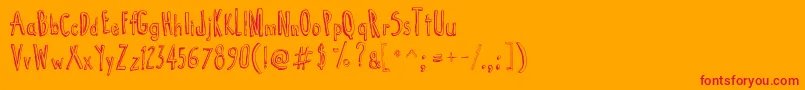 CartoonTunes-Schriftart – Rote Schriften auf orangefarbenem Hintergrund