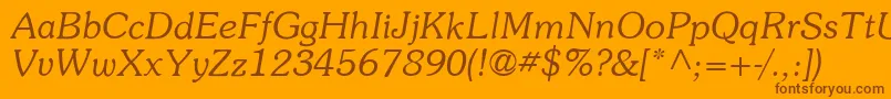ItcSouvenirLtLightItalic Font – Brown Fonts on Orange Background