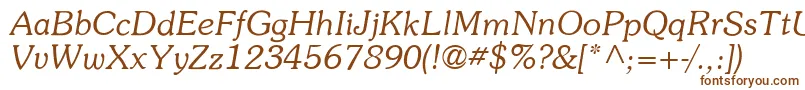 ItcSouvenirLtLightItalic Font – Brown Fonts on White Background