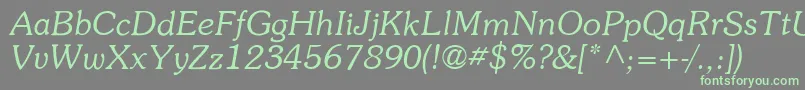 ItcSouvenirLtLightItalic Font – Green Fonts on Gray Background