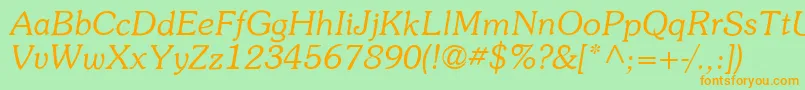 ItcSouvenirLtLightItalic Font – Orange Fonts on Green Background