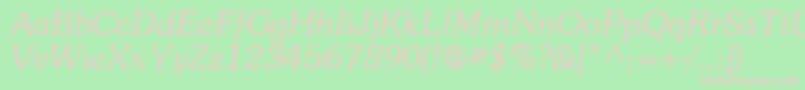 ItcSouvenirLtLightItalic Font – Pink Fonts on Green Background