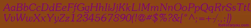 ItcSouvenirLtLightItalic Font – Purple Fonts on Brown Background