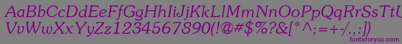 ItcSouvenirLtLightItalic Font – Purple Fonts on Gray Background