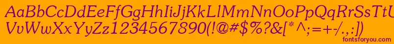 ItcSouvenirLtLightItalic Font – Purple Fonts on Orange Background